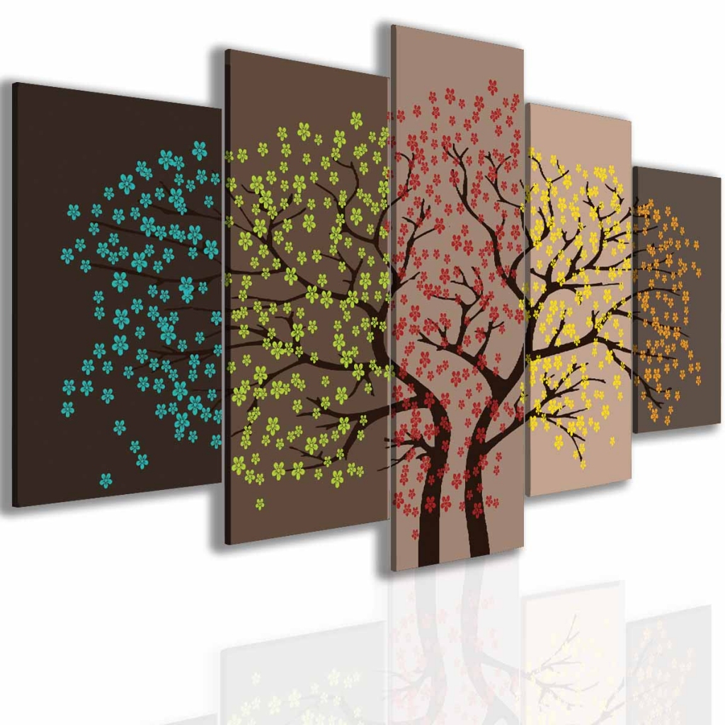 Pětidílný obraz Strom ročních období Velikost (šířka x výška): 200x100 cm