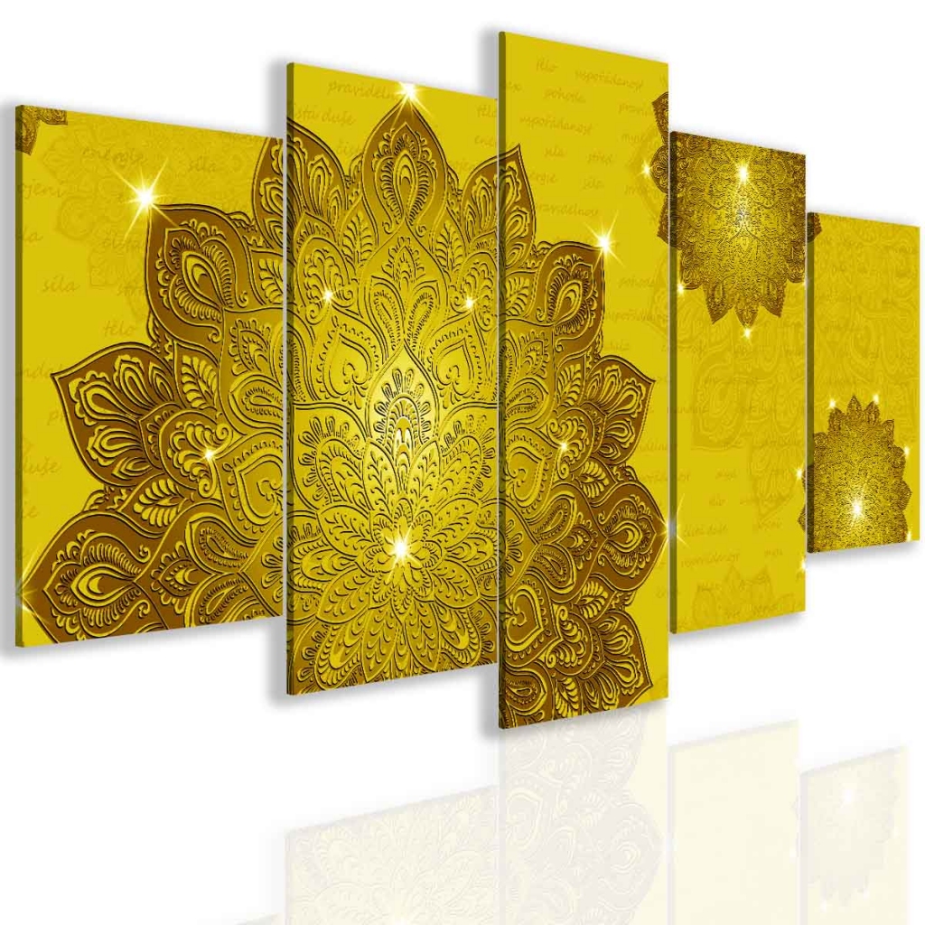 Pětidílný obraz zlatá mandala Velikost (šířka x výška): 100x50 cm