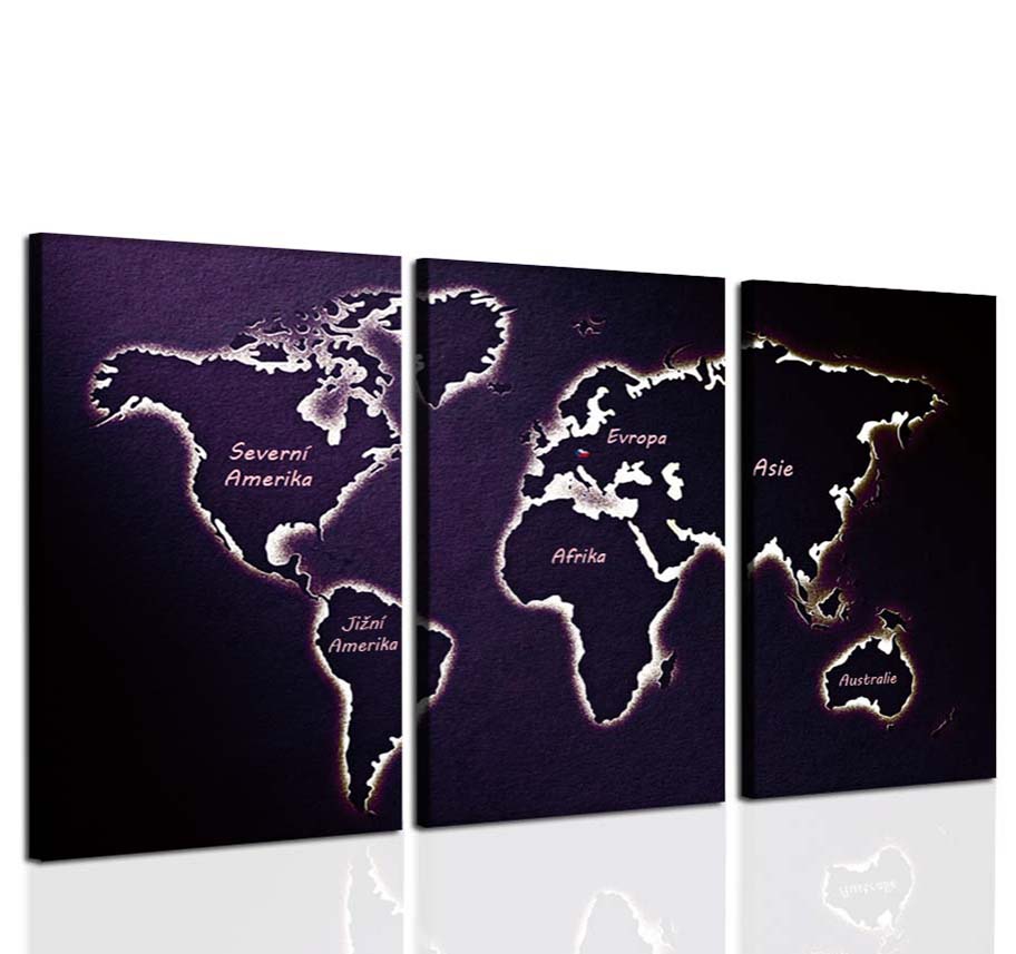 Třídílný obraz mapa světa II. Velikost: 90x70 cm