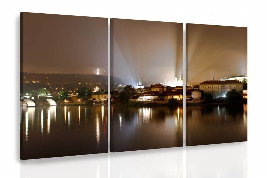 Vícedílný obraz - Noční Praha Velikost (šířka x výška): 150x100 cm