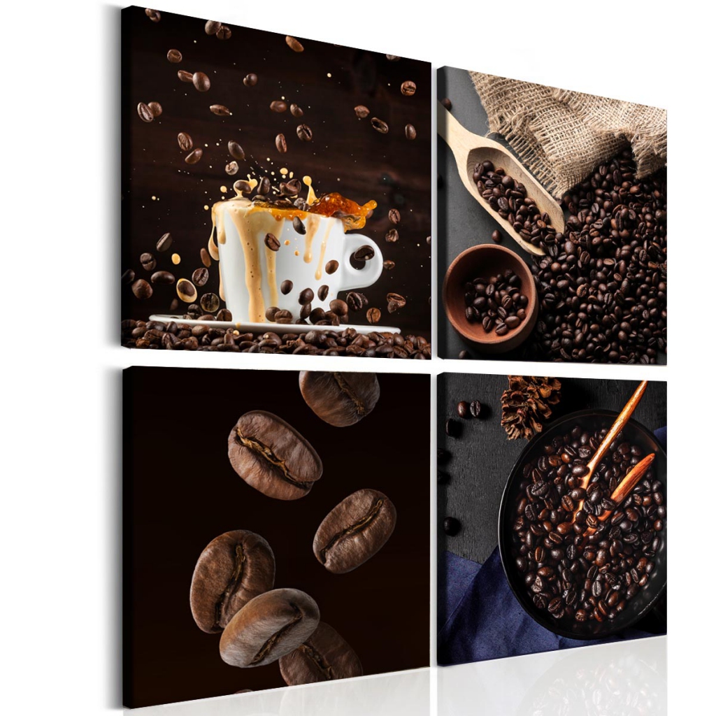 Čtyřdílný obraz čerstvá káva Velikost (šířka x výška): 60x60 cm