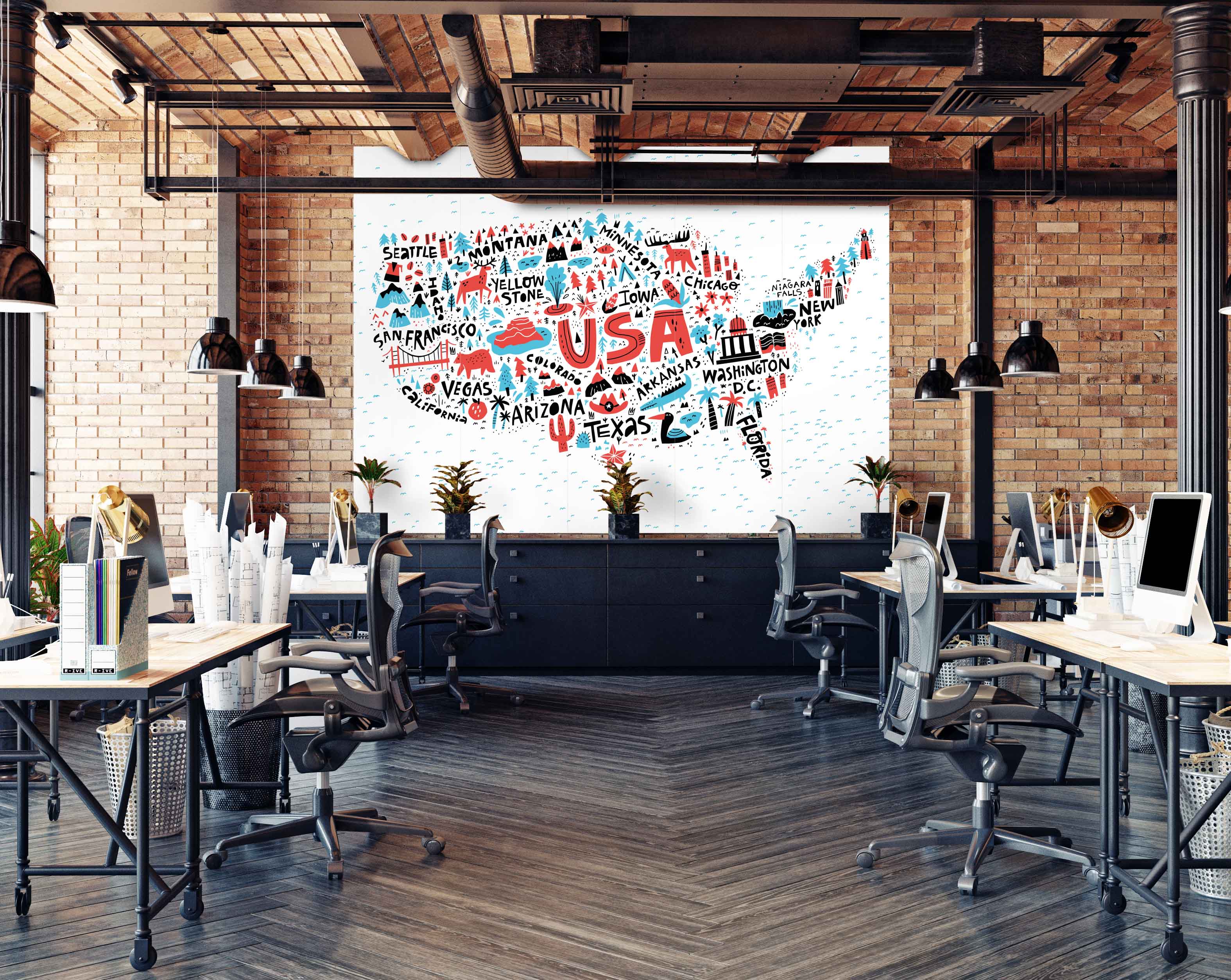 Tapeta grafická mapa USA Vel (šířka x výška): 360 x 260 cm