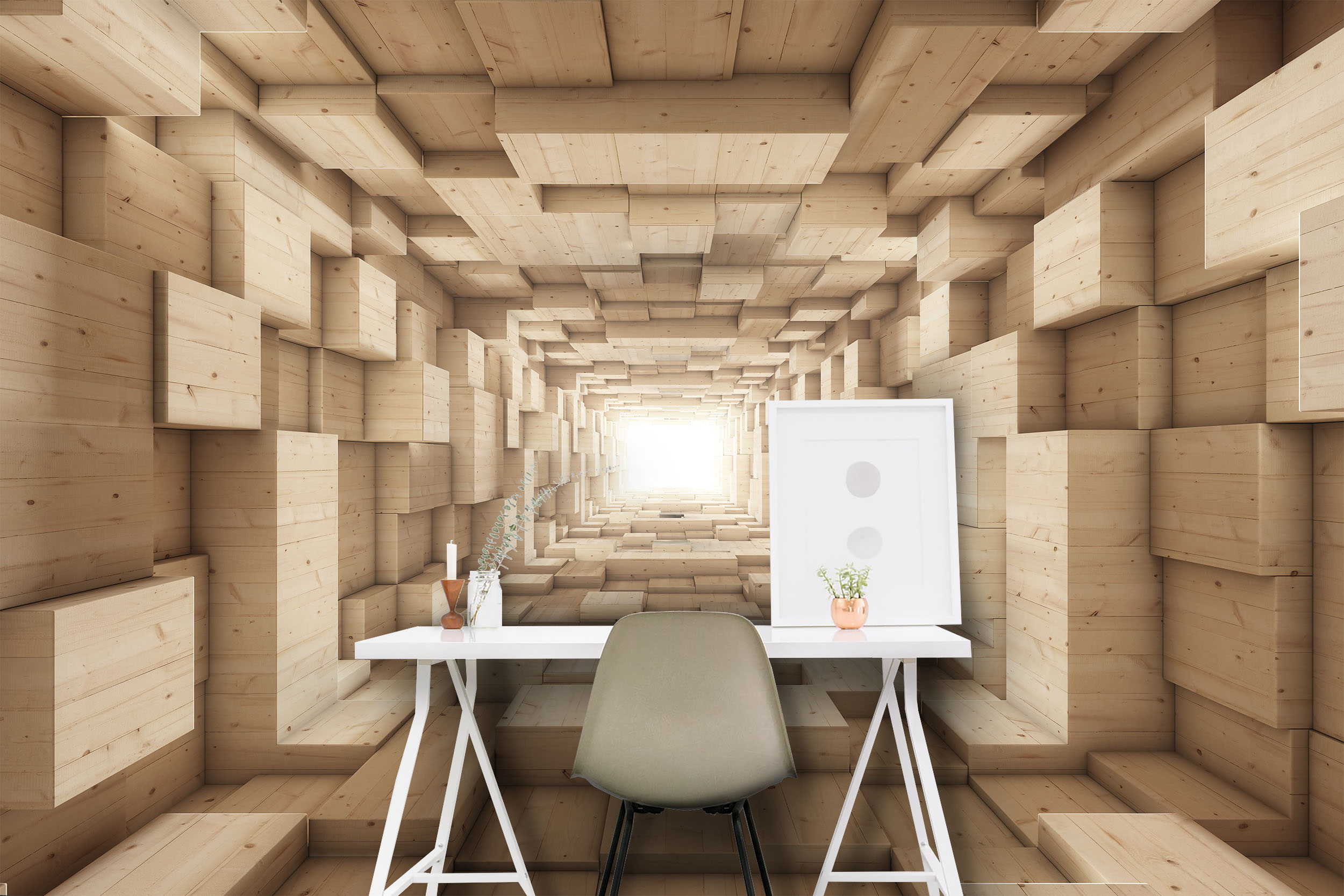 3D tapeta Dřevěný tunel Vel (šířka x výška): 216 x 140 cm