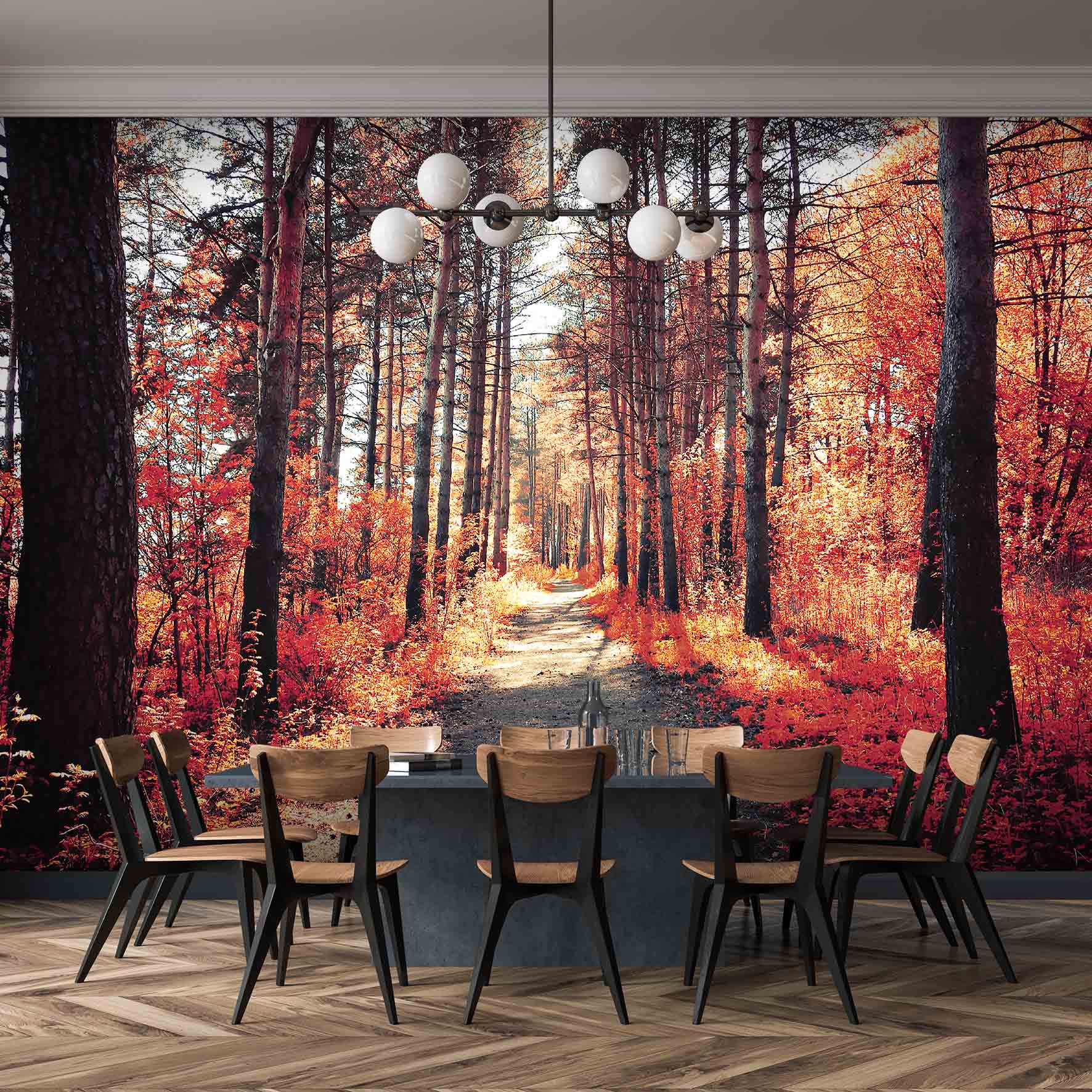 Tapeta Červený podzim v lese Vel (šířka x výška): 360 x 260 cm