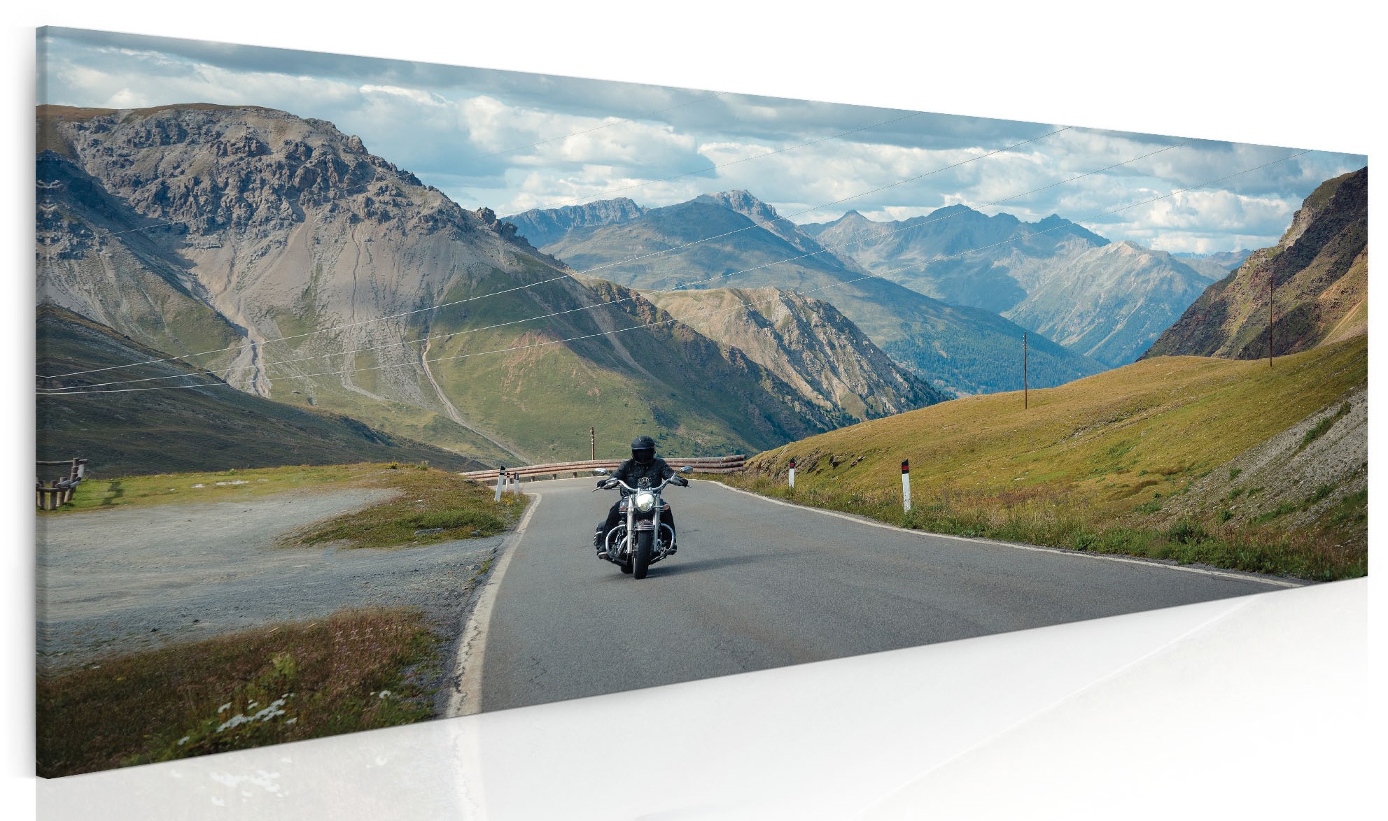 Obraz Na motorce v horách Velikost (šířka x výška): 180x80 cm
