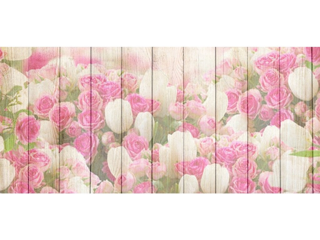 Obraz Růže a tulipány na dřevě Velikost (šířka x výška): 90x60 cm