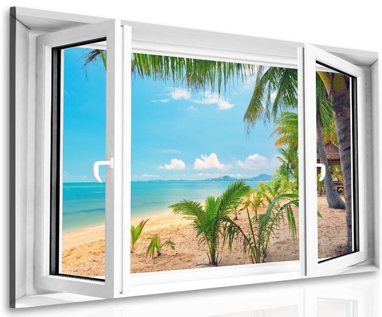 Obraz Okno do tropické pláže Velikost: 120x90 cm