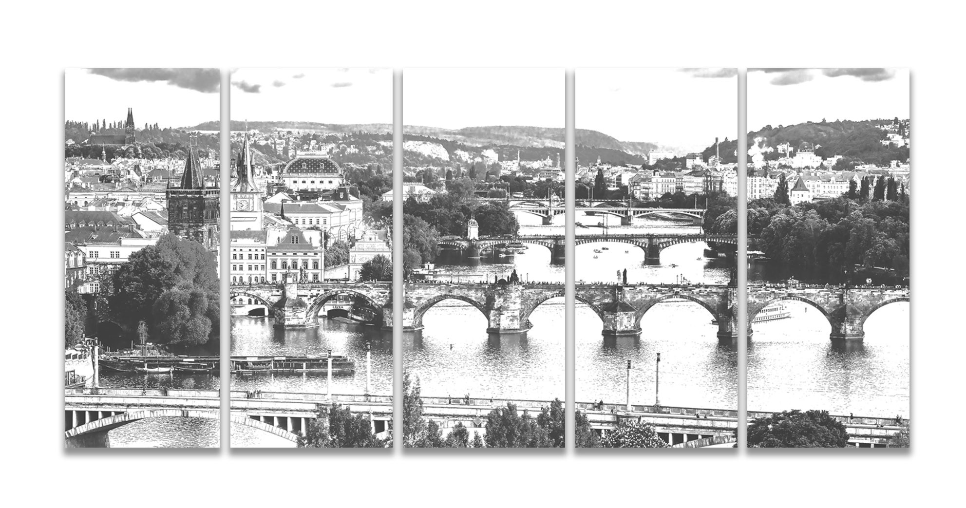 Obraz Praha tužkou Velikost: pětidílný obdélník - 100x45 cm