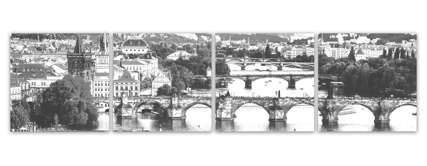 Obraz Praha tužkou Velikost: čtyřdílné panorama - 100x25 cm