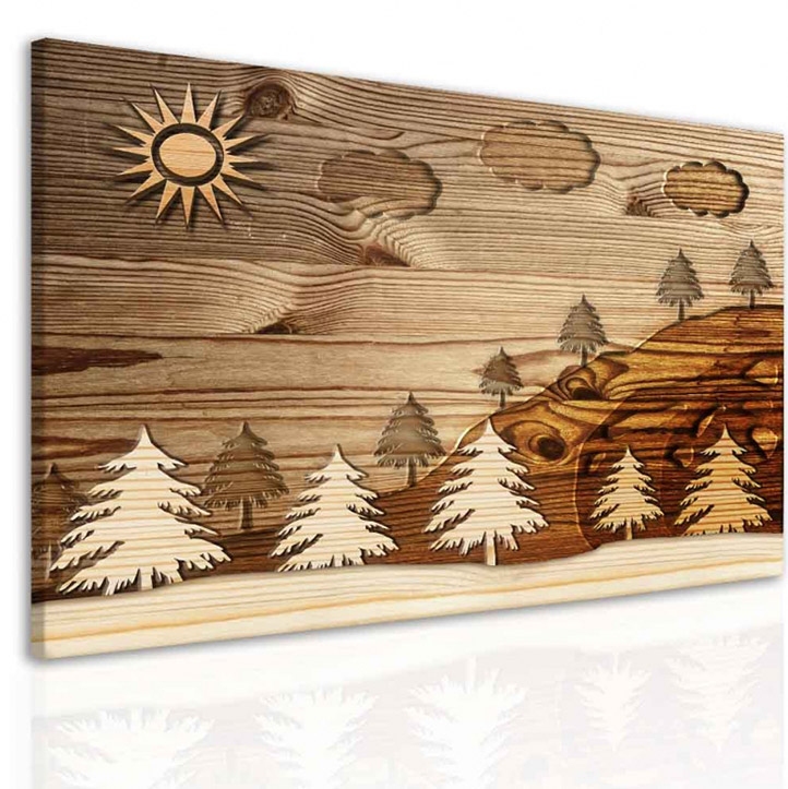 Imitace dřevěného obrazu - les Velikost (šířka x výška): 100x75 cm
