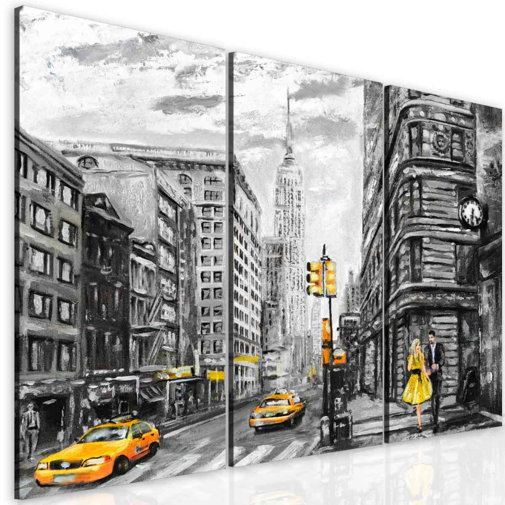Malovaný obraz žlutý New York Velikost: 120x90 cm