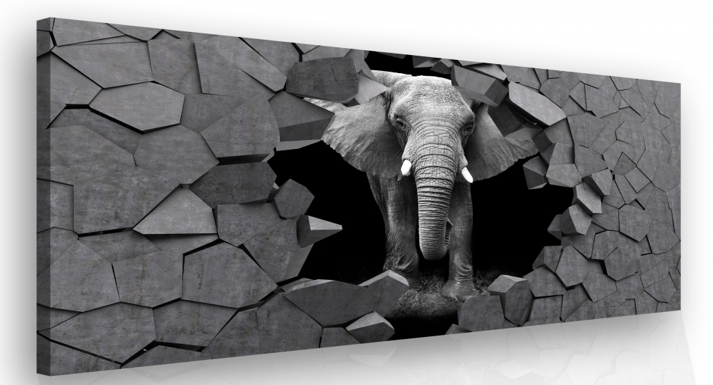 Moderní obraz na zeď - slon v kameni Velikost (šířka x výška): 60x40 cm