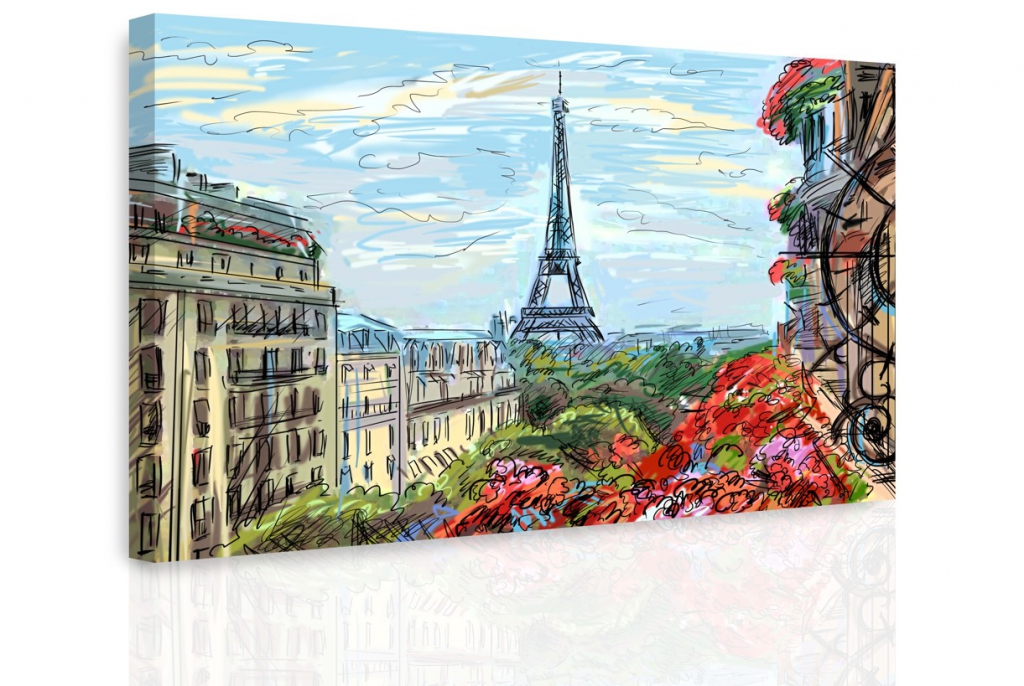 Obraz - Kreslená Paříž Velikost: 90x60 cm