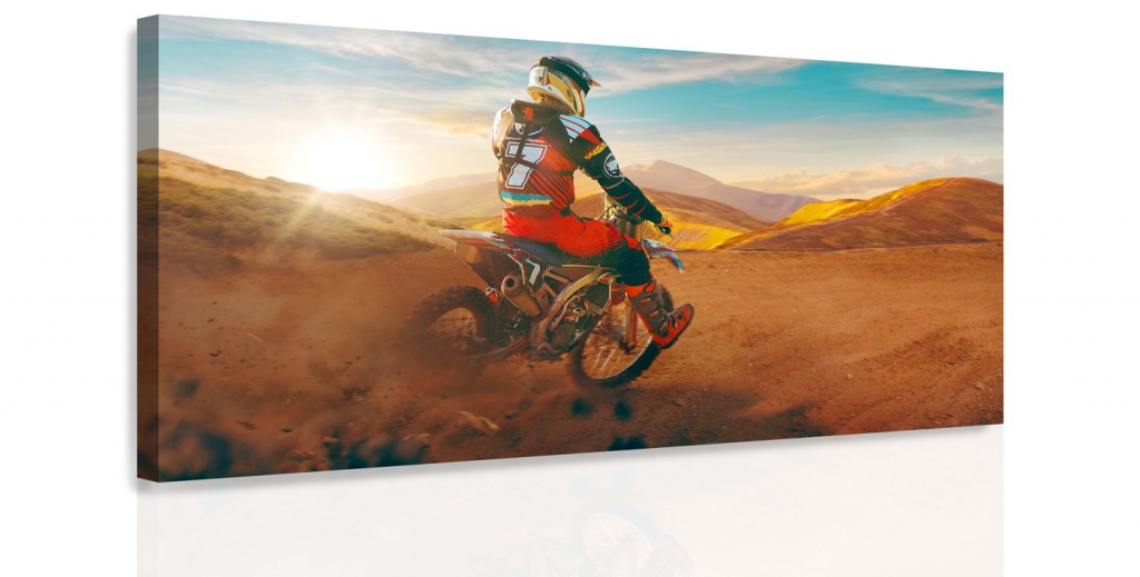 Obraz - Motorkář v poušti Velikost: 80x40 cm