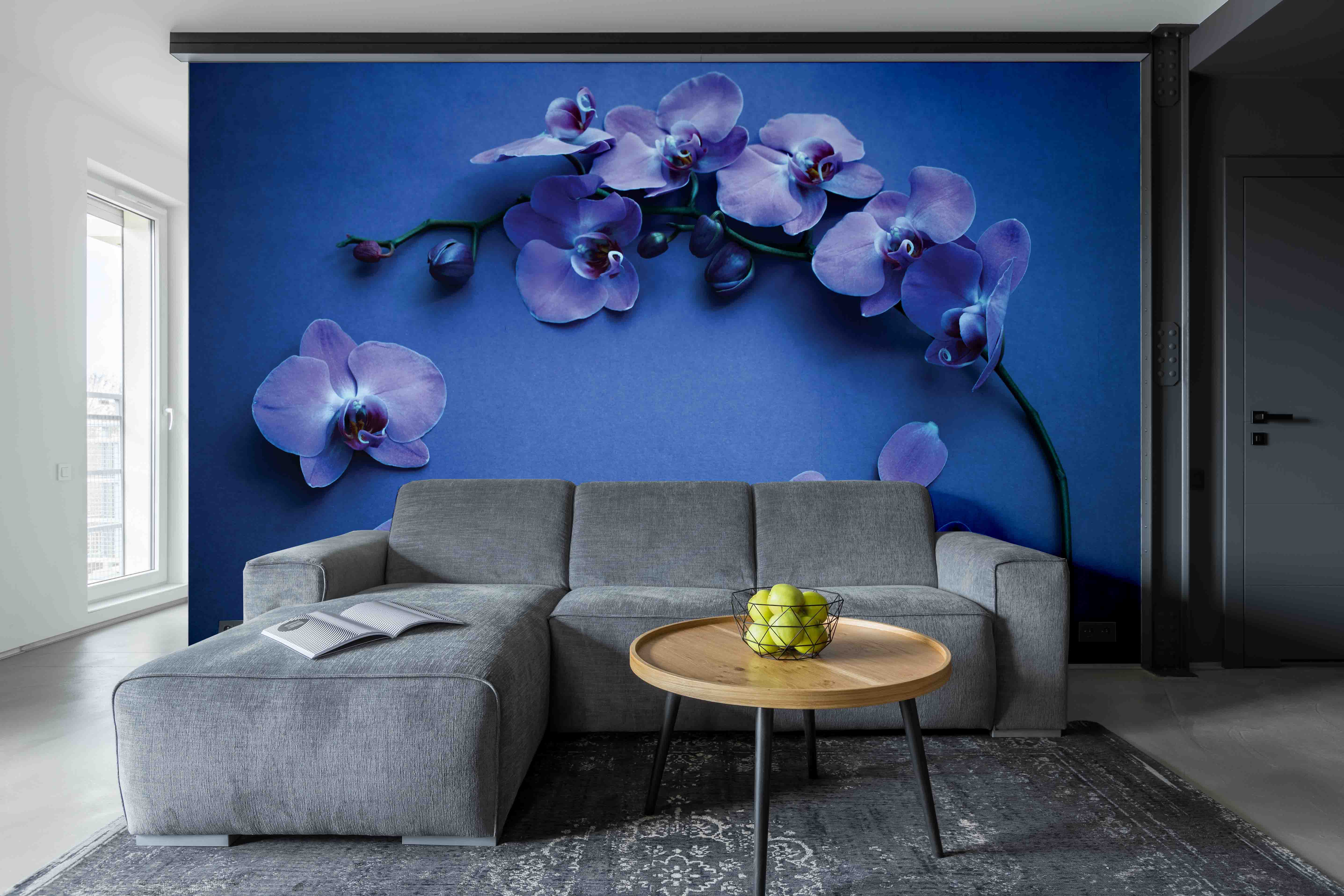 Tapeta Orchidej tmavá modrá Vel (šířka x výška): 144 x 105 cm