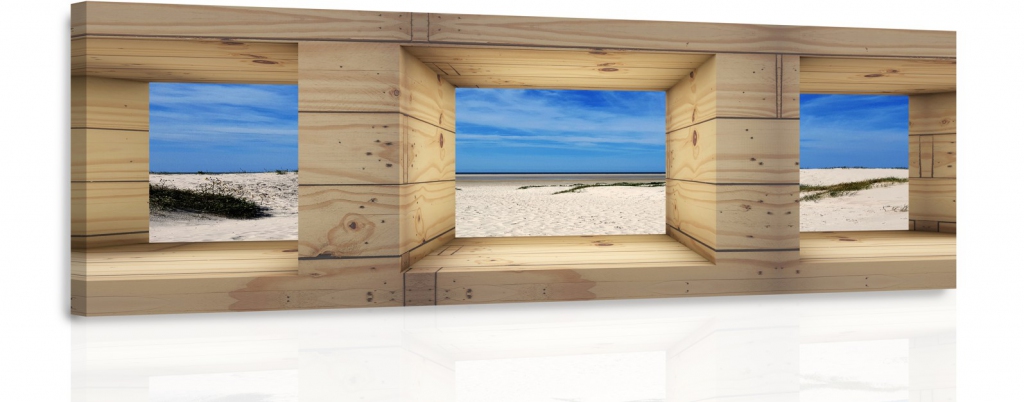 Obraz - Okno na pláž Velikost: 140x50 cm