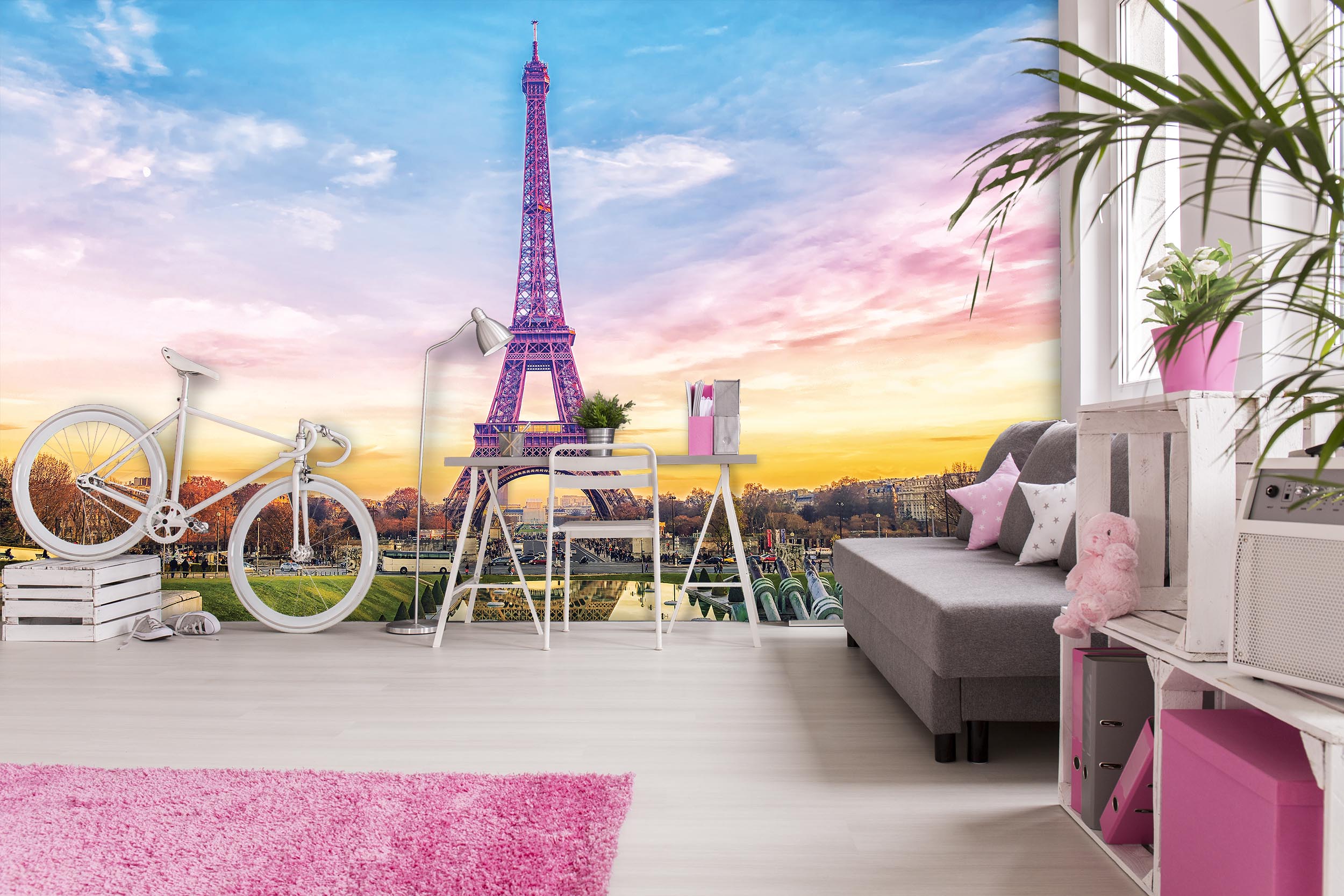 Tapeta Eiffelova věž fialová Vel (šířka x výška): 144 x 105 cm