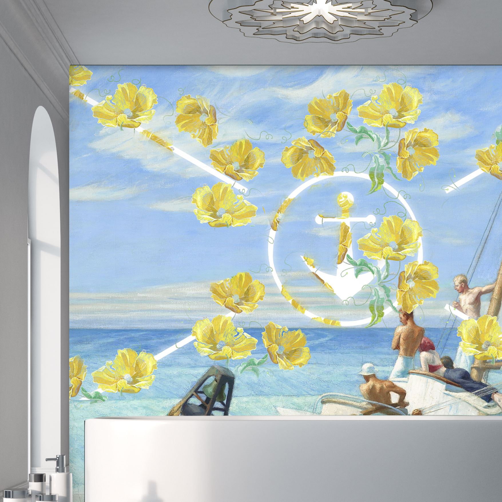 Malba Tapeta Spodní vlna zlatá Vel (šířka x výška): 144 x 105 cm