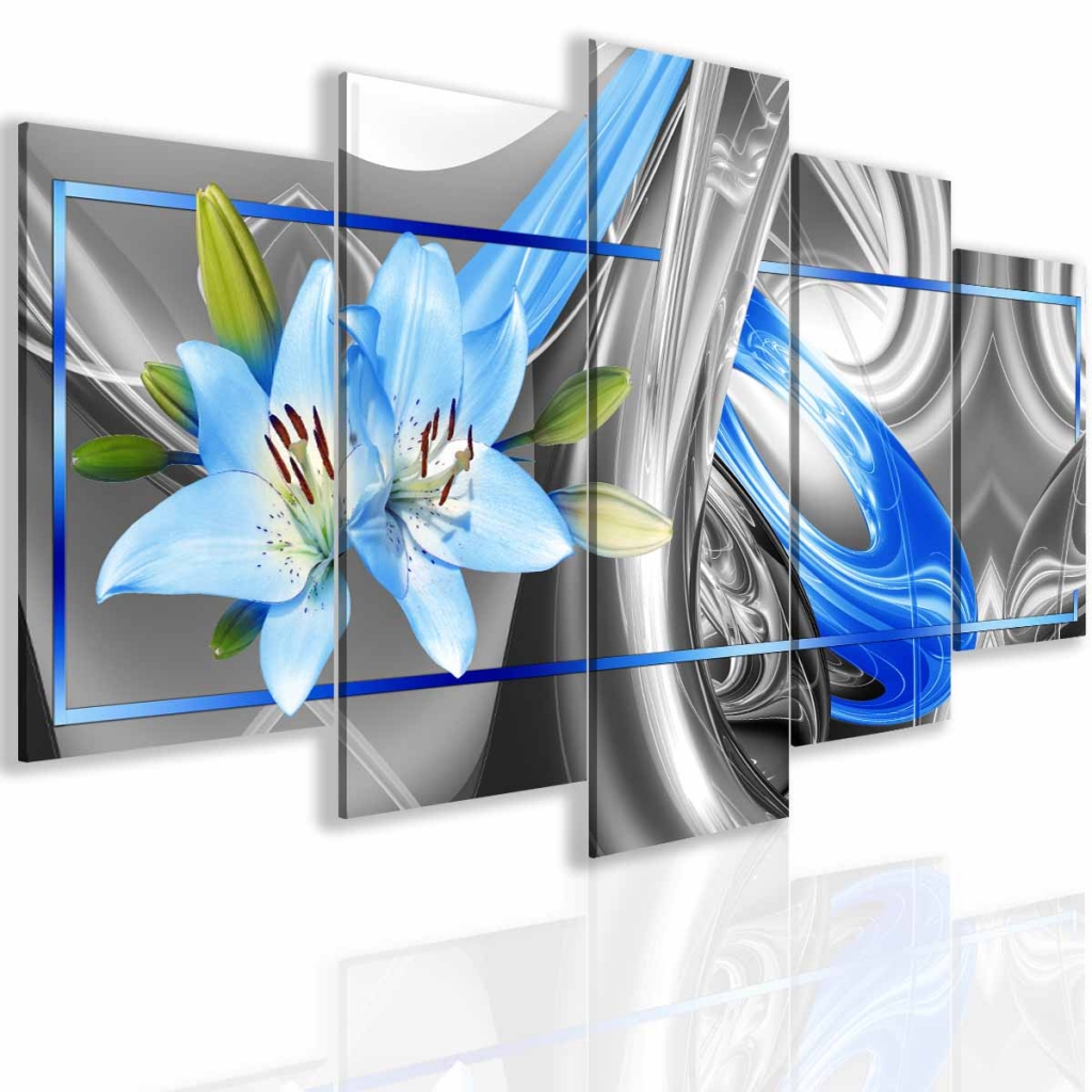 Obraz abstraktní lilie modrá Velikost: 100x50 cm