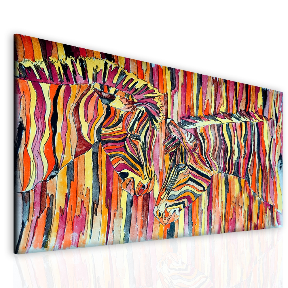 Obraz barevné zebry Velikost: 90x60 cm