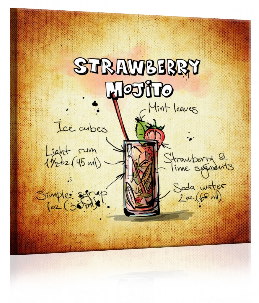 Obraz Cedule Strawberry Mojito Velikost (šířka x výška): 40x40 cm