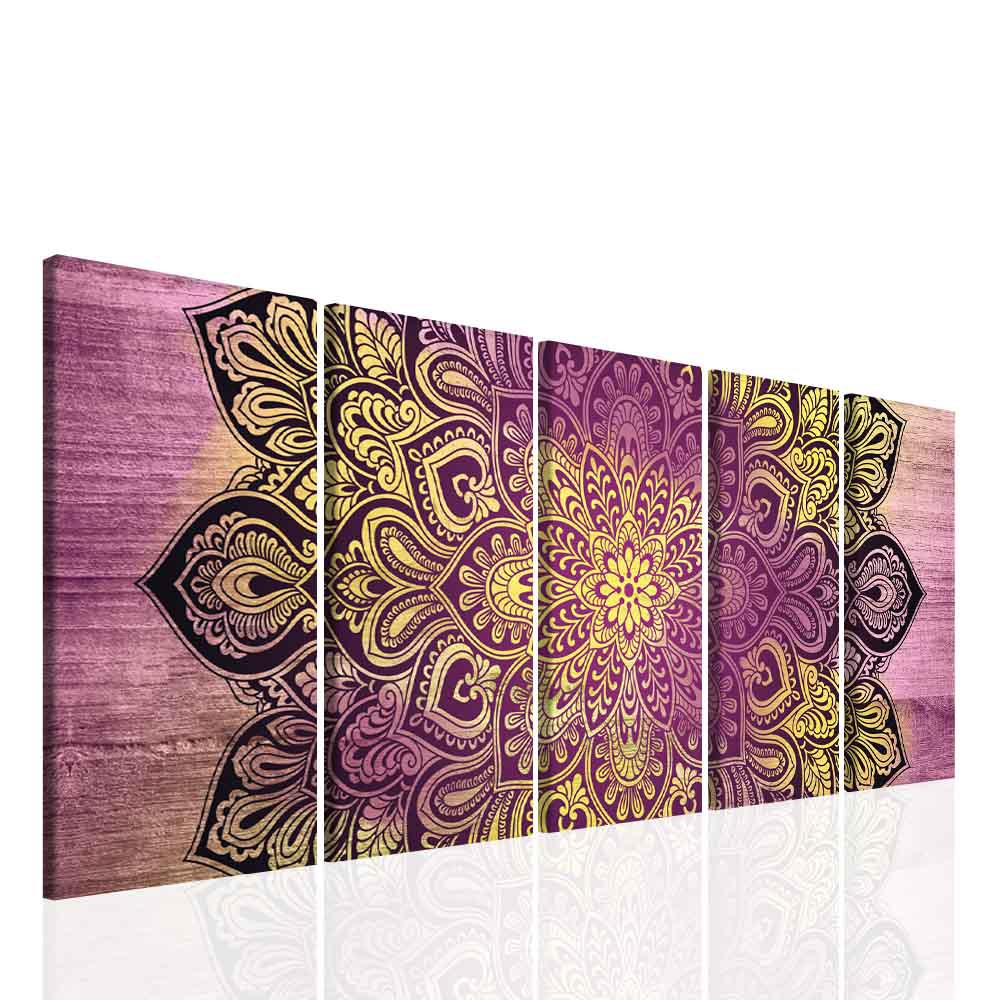 Obraz fialová mandala na dřevě Velikost: 150x60 cm