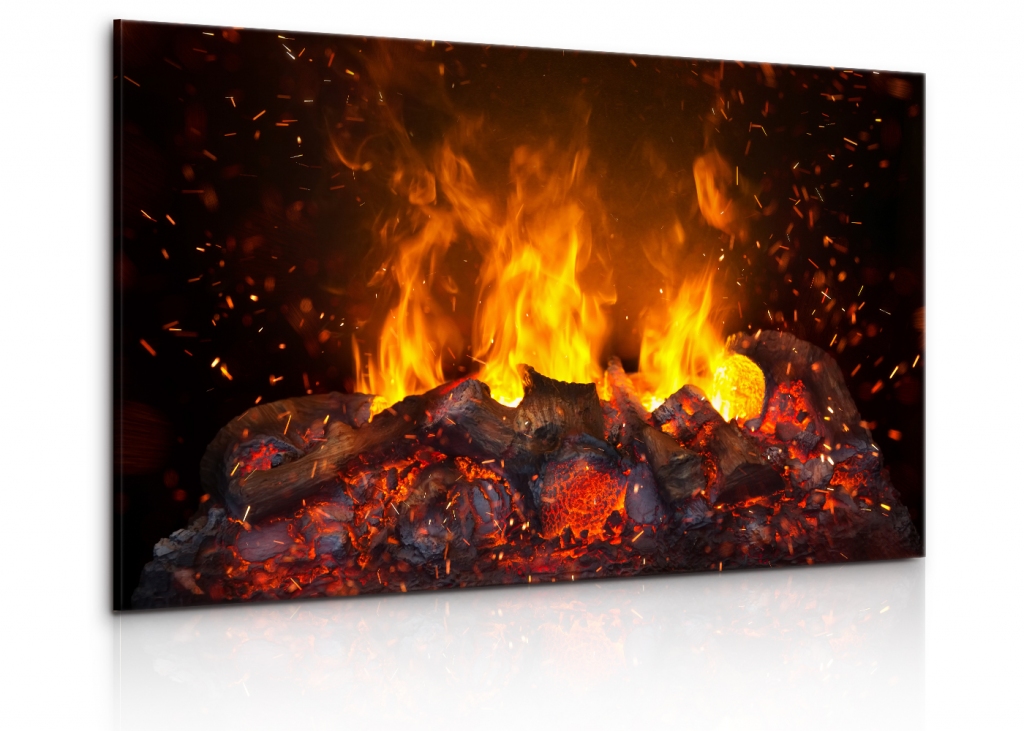 Obraz hořící dřevo a jiskry Velikost: 120x80 cm