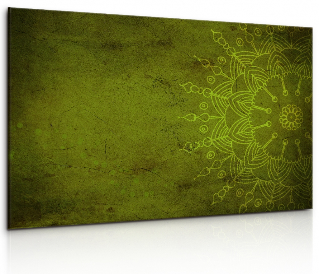 Obraz Kamenná zelená mandala Velikost: 150x100 cm