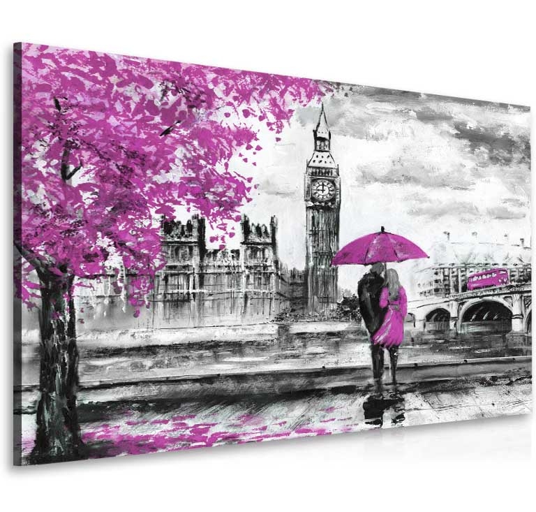 Obraz londýnská procházka fialová Velikost (šířka x výška): 40x30 cm