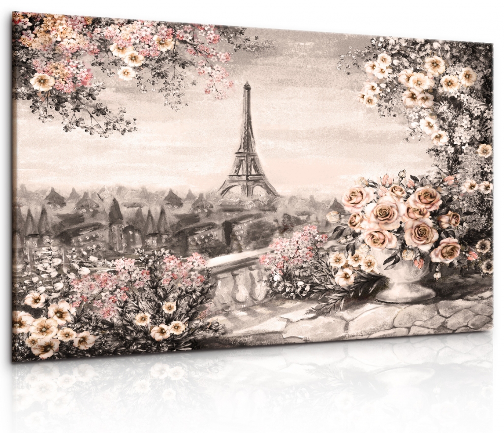 Obraz malebná Paříž s květinami Velikost: 120x80 cm