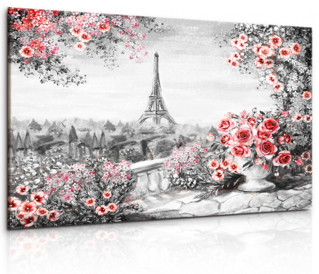 Obraz malebná Paříž s květinami II Velikost: 150x100 cm