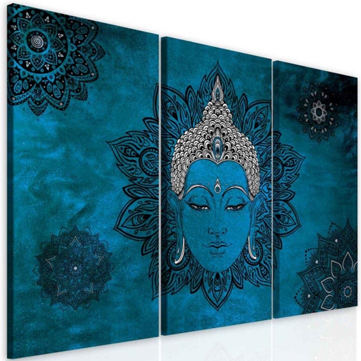 Obraz mandala modrý Buddha Velikost (šířka x výška): 120x80 cm