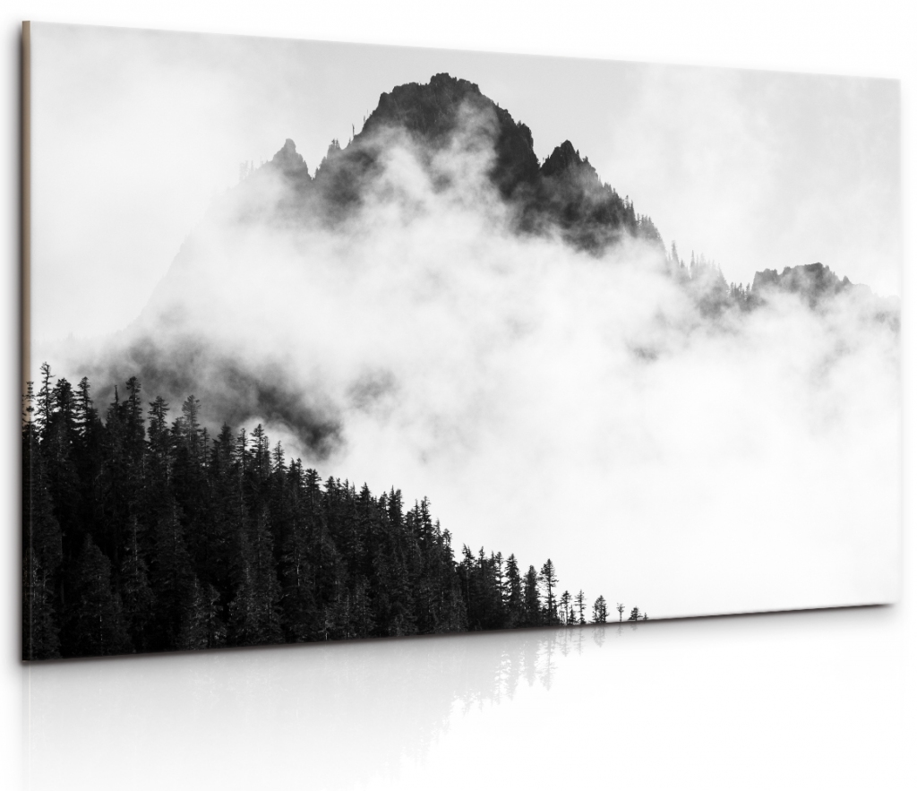 Obraz mlha v Alpách v černobílé Velikost: 150x100 cm