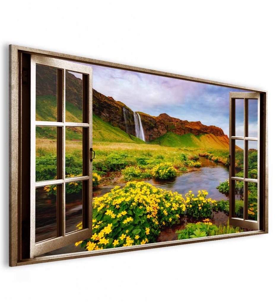 Obraz okno Islandský vodopád Velikost (šířka x výška): 90x60 cm