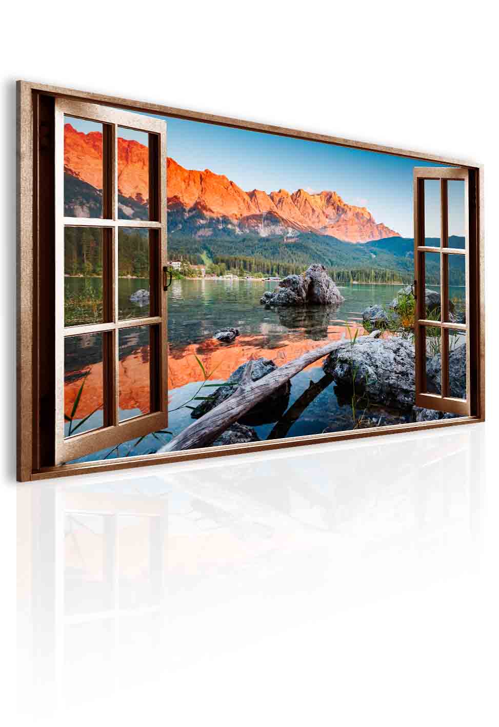 Obraz okno jezero Eibsee Velikost (šířka x výška): 30x20 cm