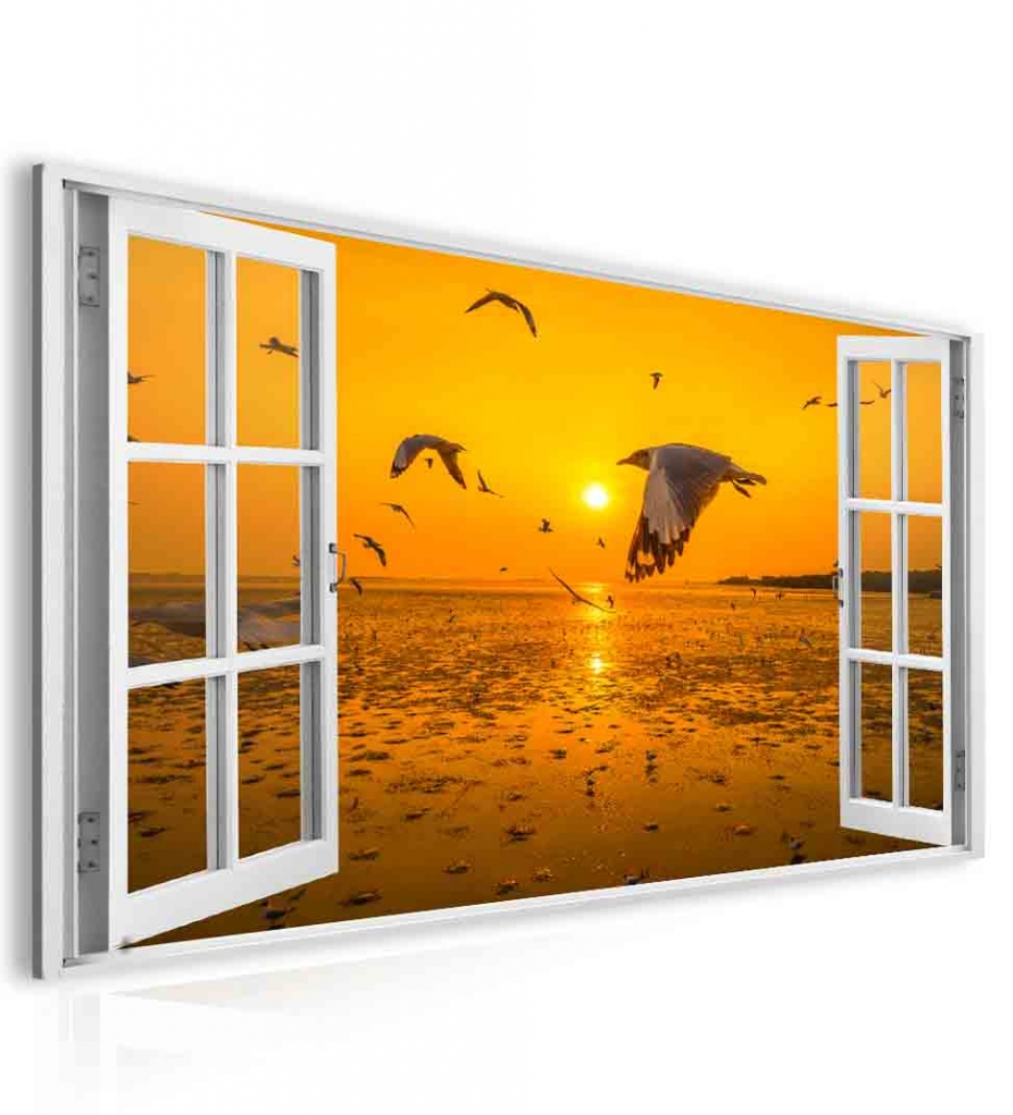 Obraz okno oranžový východ slunce Velikost (šířka x výška): 90x60 cm
