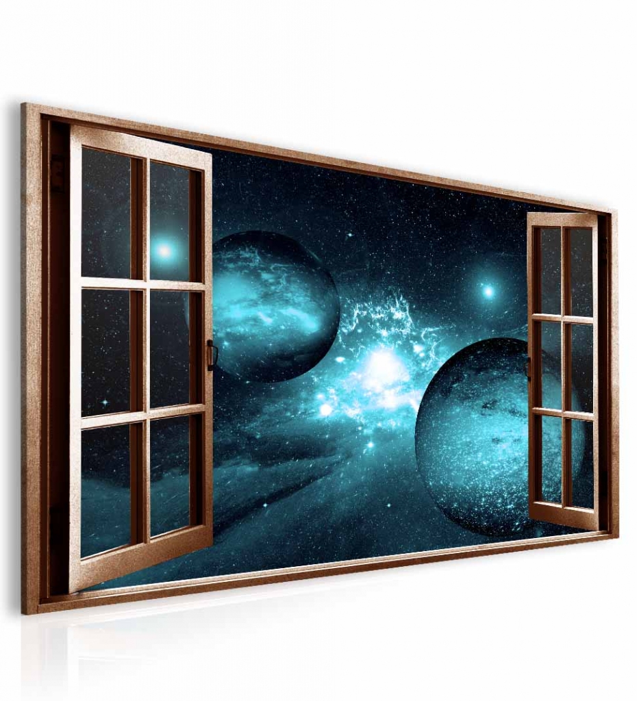 Obraz okno safírová galaxie Velikost (šířka x výška): 90x60 cm