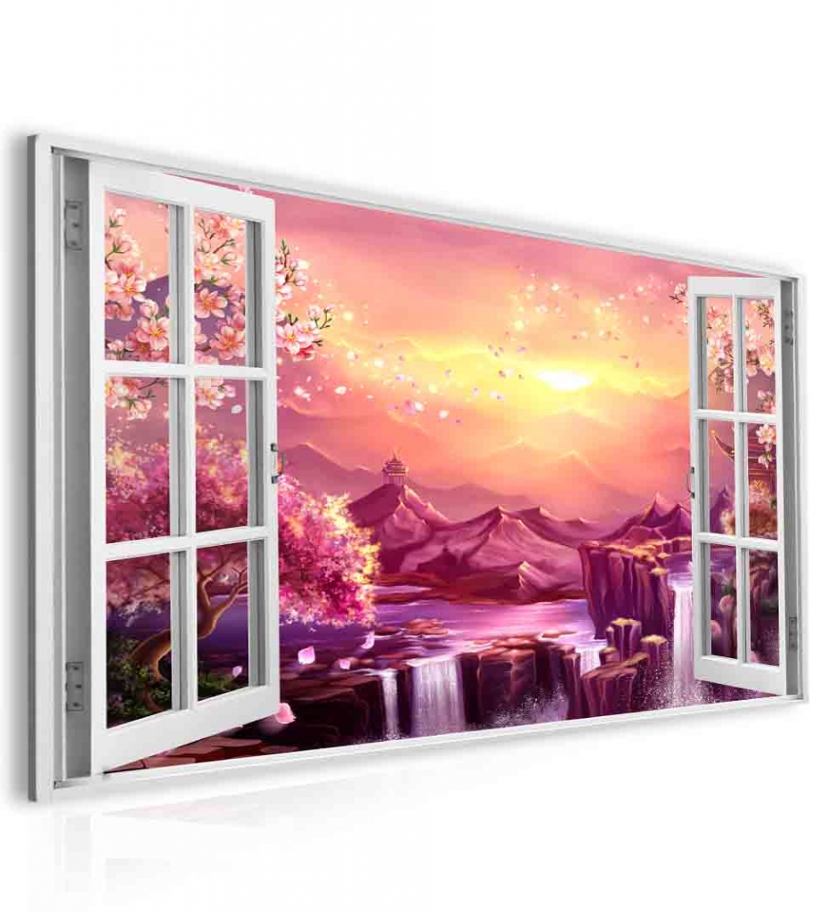 Obraz okno sakury Velikost (šířka x výška): 120x80 cm