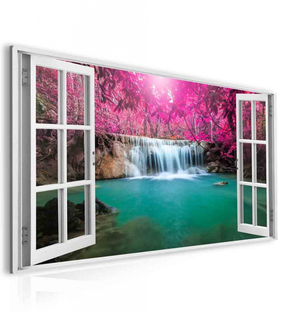 Obraz okno vodopád v Thajsku Velikost (šířka x výška): 60x40 cm