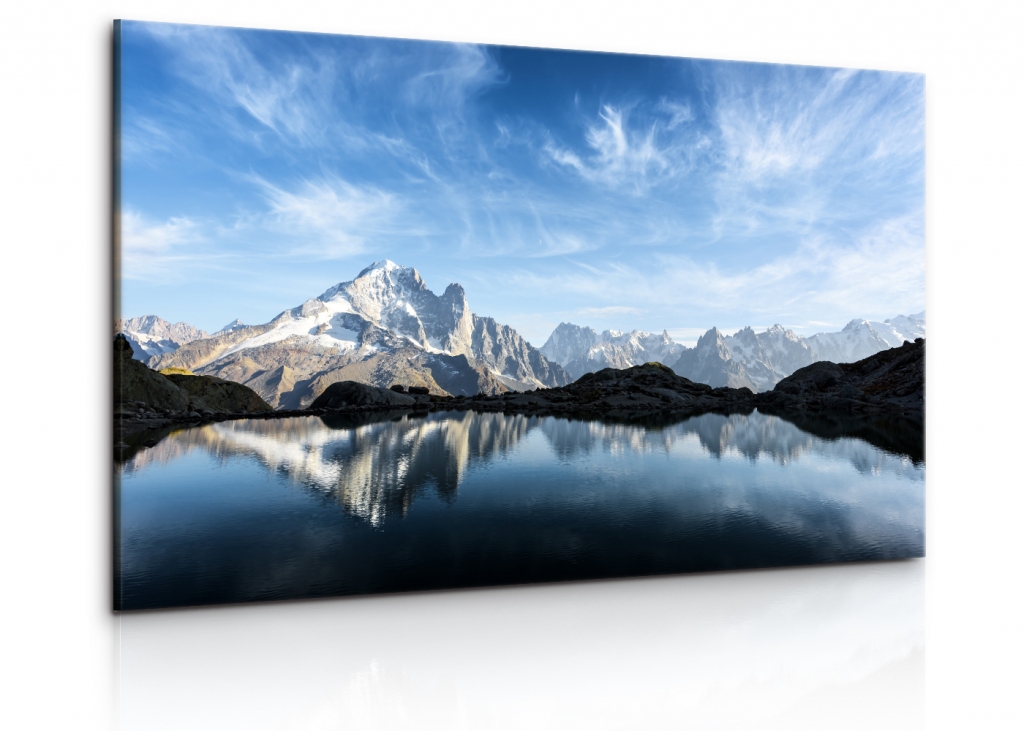 Obraz panorama Alp s jezerem Velikost: 90x60 cm