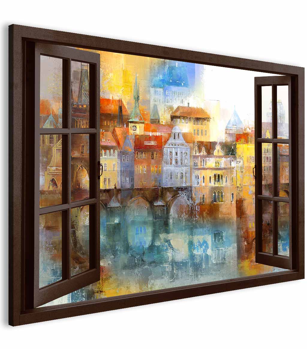 Obraz pražské panoráma za oknem Velikost: 120x80 cm