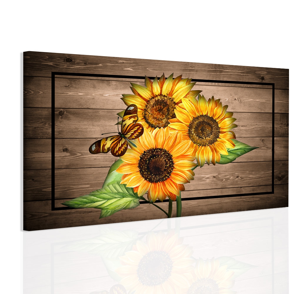 Obraz slunečnice na dřevě Velikost: 90x60 cm