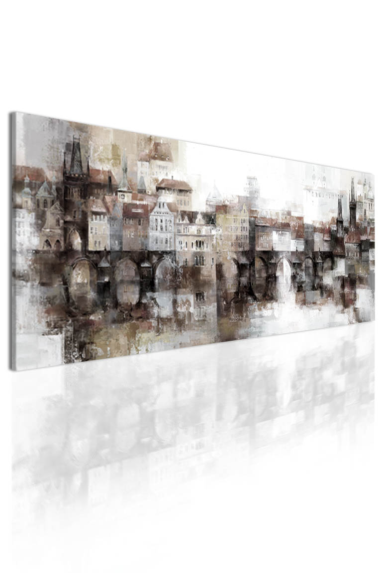 Obraz snové pražské panoráma - hnědé Velikost (šířka x výška): 100x40 cm