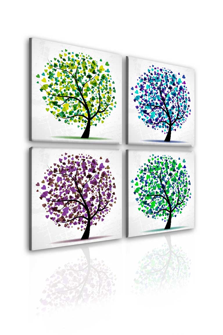 Obraz srdíčkové stromy ročních období Velikost (šířka x výška): 50x50 cm