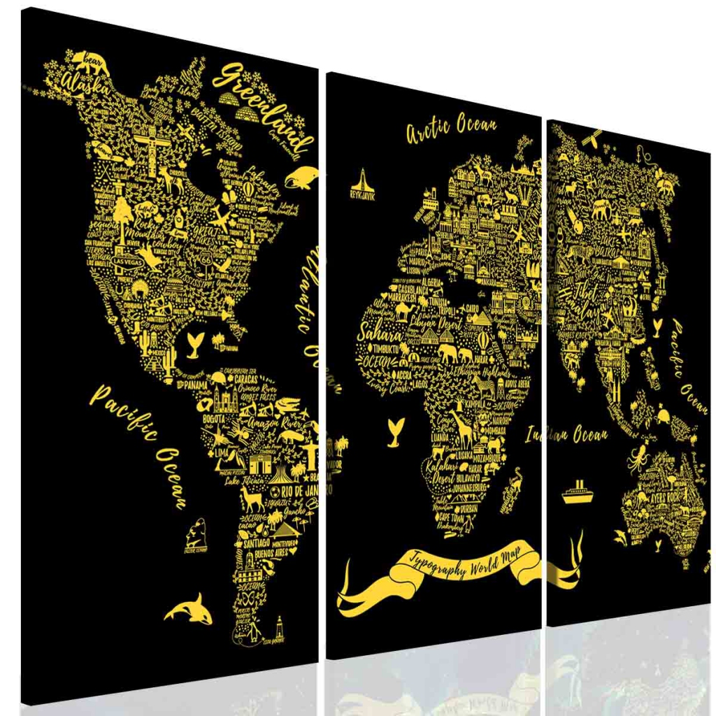 Obraz typografická mapa světa Velikost: 120x80 cm