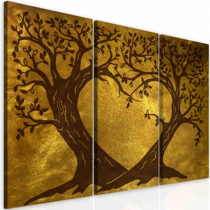 Obraz zlaté srdcové stromy Velikost (šířka x výška): 60x40 cm