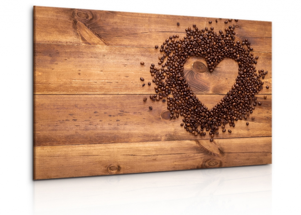 Obraz zrnka kávy ve tvaru srdce Velikost: 120x80 cm