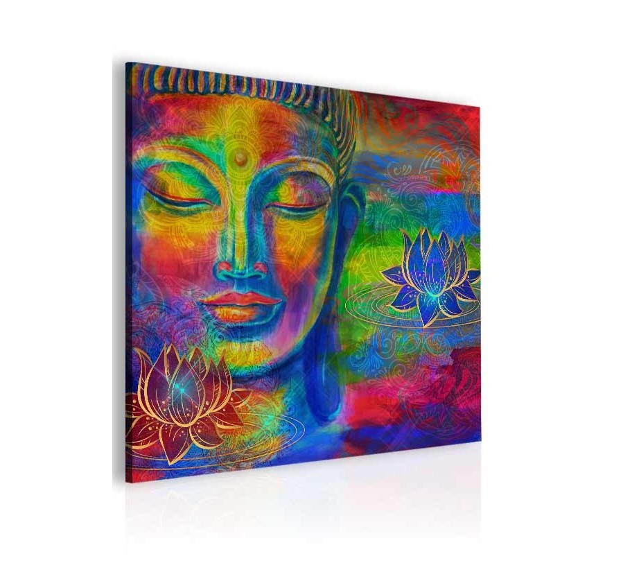 Abstraktní obraz barevný Buddha Velikost (šířka x výška): 100x100 cm