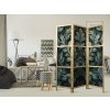 Japonský paraván - tmavě zelené viktoriánské listy - botanická vyřezávaná kompozice