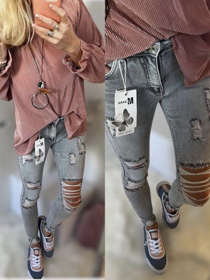 ŠEDÉ STREČOVÉ DŽÍNY - NELA